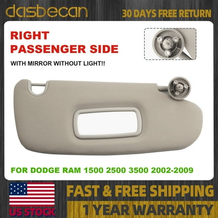 Dasbecan Right Passenger Side Sun Visor For Dodge Ram 1500 2500 3500 2002-2009 1CT18TL2AA