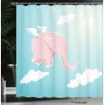 thumbnail image 4 of Ambesonne Cartoon Shower Curtain, Pink Happiness, 69"Wx70"L, Pale Pink Pale Blue, 4 of 5
