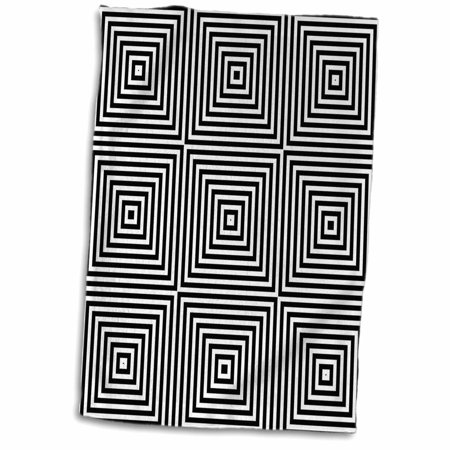 3dRose Black and White Graphic Optical Illusion Squares - Towel  15 by 22-inch