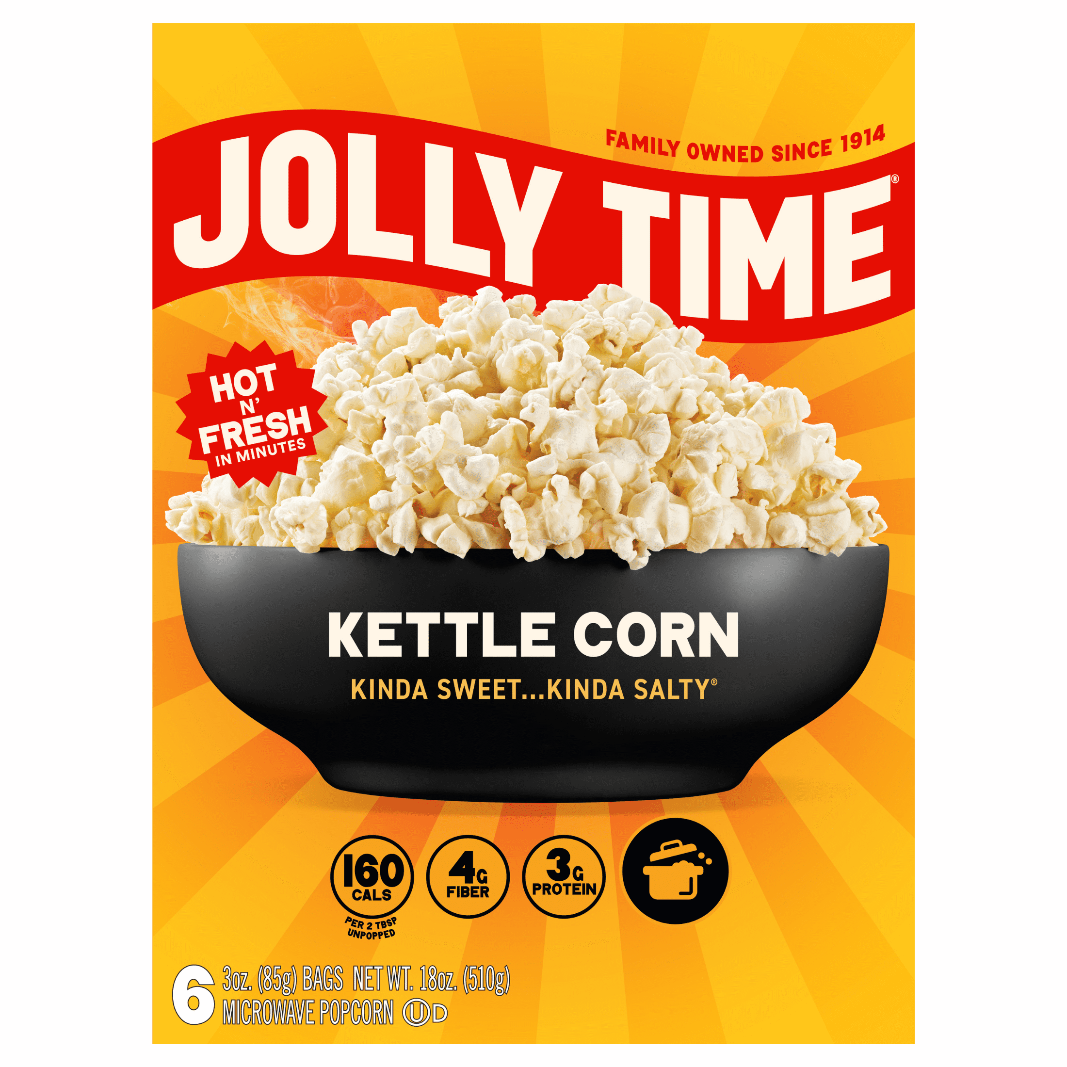 (3 pack) JOLLY TIME Kettle Corn Microwave Popcorn, Sweet and Salty, 3 oz Bags, 6 Count