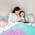 thumbnail image 4 of Manfei Dreamy Starry Sky Bedding Comforter Set 7pcs, Kawaii Moon Stars Print Queen Bedding Sets, Teens Kids Boys Girls Reversible Queen Sheet Sets, Breathable Home Decor, 4 of 7