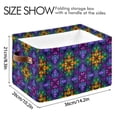 thumbnail image 4 of Yayeee 2 Pack Canvas Storage Basket with Handles for Shelves Fabric Bins Closet Organizer, Purple Stained Glass Pattern, 4 of 8