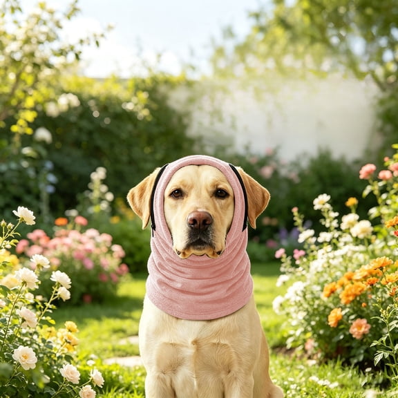 Pet Calming Hood Scarf for Dogs, Double Layer Warm Fleece Head Cover, Adjustable Drawstring Zipper Closure, Winter Anxiety Relief Neck Wrap for Small Medium Dogs