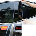 thumbnail image 4 of 6pcs Door Trim Cover Kit Piano Black Pillar Posts For BMW 3 Series E90 2005-2012, 4 of 5