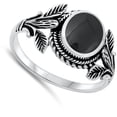thumbnail image 4 of CHOOSE YOUR COLOR Cocktail Fancy Simulated Black Onyx Ring .925 Sterling Silver Band CZ Female Size 7, 4 of 4