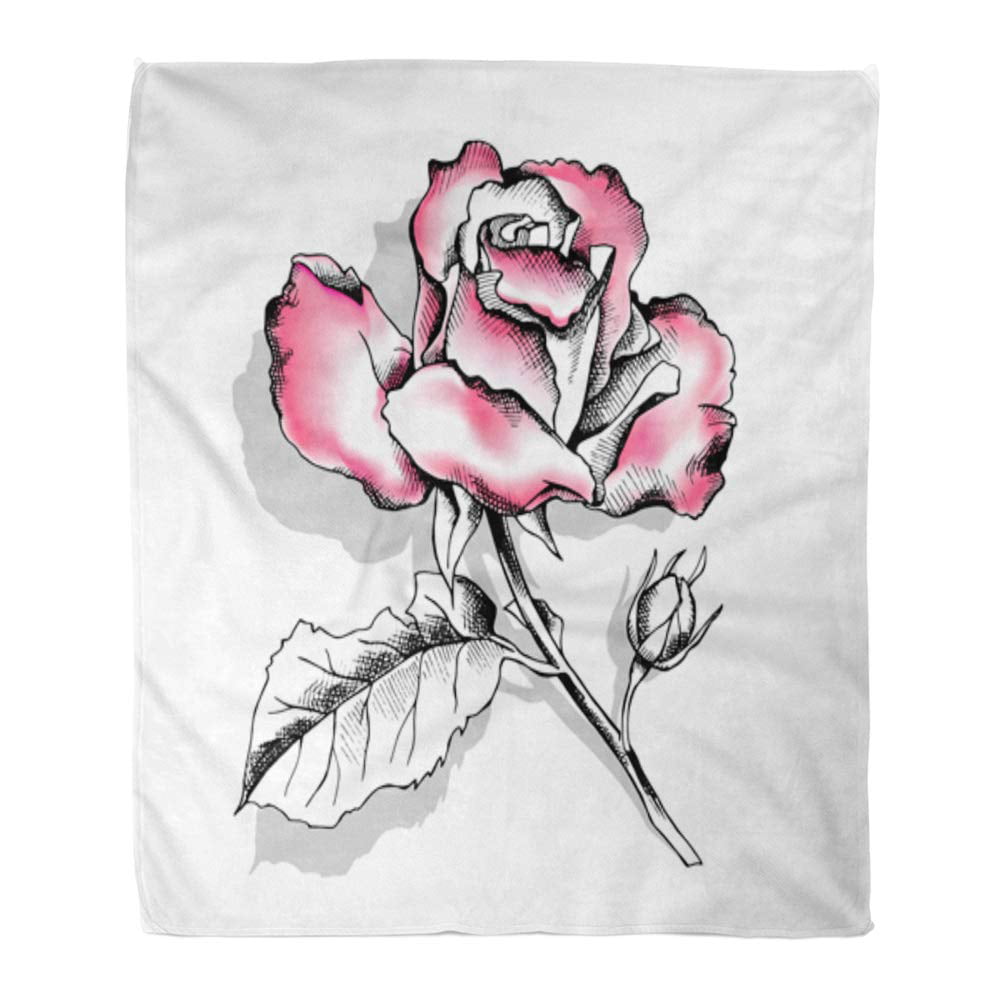 Blanket Roses Flower Watercolor Throw Blankets for Bed Sofa Lightweight Soft 80 x 60 Inch