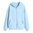 thumbnail image 5 of Yuncity Girls Sweatshirt Winter Solid Color Zip Up Hooded Jacket With Front Pockets Comfortable Daily Casual Wear‌ Size 12-13 Years, 5 of 5
