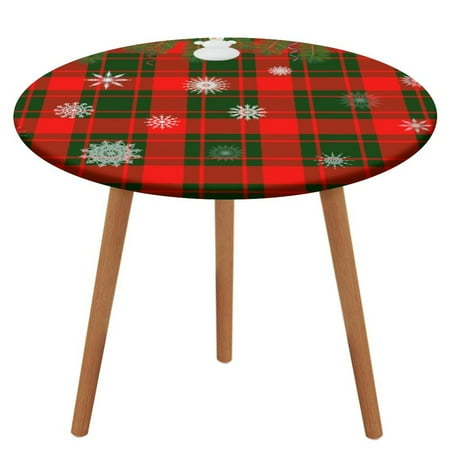 

Bybiment Round Fitted Tablecloth with Elastic Edge Christmas Style Applecross District Tartan Decorative Tablecloth Table Cover 43 Inch