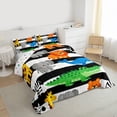 thumbnail image 3 of Homewish Kawaii Elephant Lions Queen Comforter Set,Zoo Animal Griaffe Zebra Bedding Sets,White Black Striped Bedding Comforter Set For Boys Girls,Microfiber Bedroom Decor Reversible,3-Piece, 3 of 8
