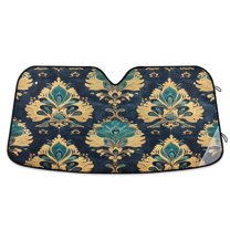 Yayeee Car Windshield Sun Shade Universal Fit Front Visor Protector, Green Peacock Pattern