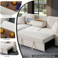 thumbnail image 5 of Hybition L-Shaped Sleeper Sectional Sofa with Storage Chaise, Pull Out Bed, Drop-Down Table, Cup Holder, USB Charging, Couch for Living Room-Color:Beige, 5 of 9