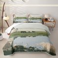 thumbnail image 2 of Manfei Rustic Animal Cow Twin Quilt Set 2 Pieces,Vintage Countryside Cabin Twin Coverlet Set,Green White,1 Bedspread and 1 Pillowcase, 2 of 7
