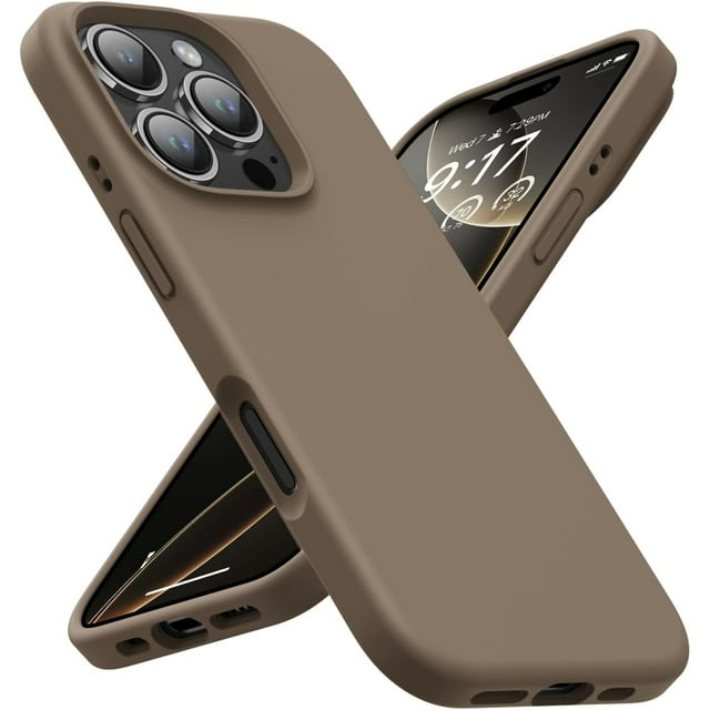 KOMI Designed for iPhone 16 Pro Max Shockproof Liquid Silicone Protective Cell Phone Case, Light Brown, New, 1 Count