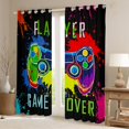 thumbnail image 2 of Homewish Abstract Gradient Gamer Curtains Pack of 2 (42x84 Each) For Kids Teens Adults,Video Game Curtains Blackout,Hippie Graffiti Splash Bedroom Curtains,Super Cozy Room Decor, 2 of 6