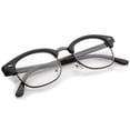 thumbnail image 4 of Retro Horn Rimmed Metal Nose Bridge Clear Lens Half Frame Eyeglasses 49mm (Black-Gunmetal / Clear), 4 of 4