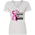 thumbnail image 3 of Inktastic Breast Cancer Awareness I Support My Auntie with Pink Ribbon Women's V-Neck T-Shirt, 3 of 5