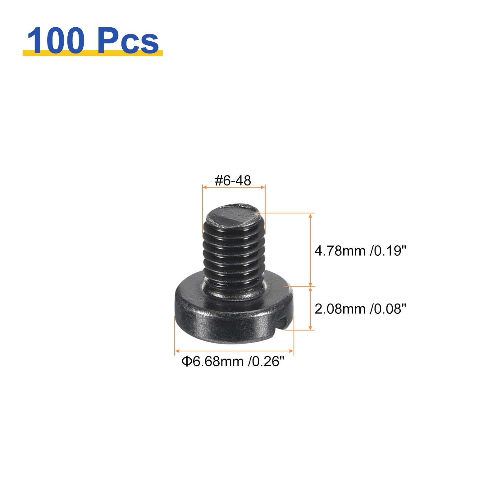 Uxcell Black Oxide Slotted Button Head Screws,100Pcs 6-48 x 3 16"  Carbon Steel Machine Screw for Furniture Installation