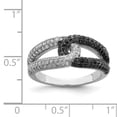 thumbnail image 3 of 925 Sterling Silver Rhodium-plated Black and White Cubic Zirconia Ring Size 6, 3 of 7