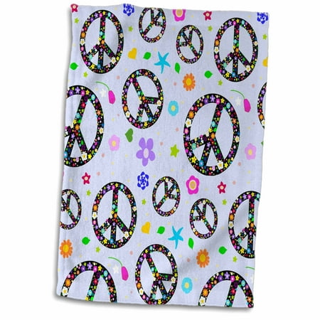3drose Floral Peace Symbol Pattern Flowery Hippie Or Hippy Sign Flower Power Summer Flowers Blue Towel 15 By 22 Inch Walmart Com Walmart Com