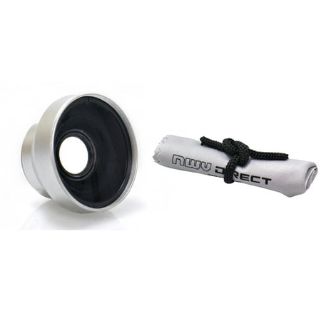 0.43x Wide Angle Lens w/Macro 37mm (Wider Option To Canon WD-H34 II) + Stepping Ring 34-37mm + Nwv Direct Microfiber Cleaning Cloth