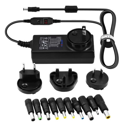65W Laptop Charger for Sony Toshiba Asus Lenovo Acer HP Samsung etc, 15~24 Voltage Adjustable; 10 Charging Tips, Interchangeable AC Blades for USA EU UK & Oceania Included Best for Universal