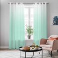 thumbnail image 5 of Ombre Green White Kitchen Curtains 84 Inch Length, Modern Painting Grommet Top Bedroom Living Room Curtains, Light Filtering Cafe Curtain Drapes 2 Panels Set 84''x84'', 5 of 9