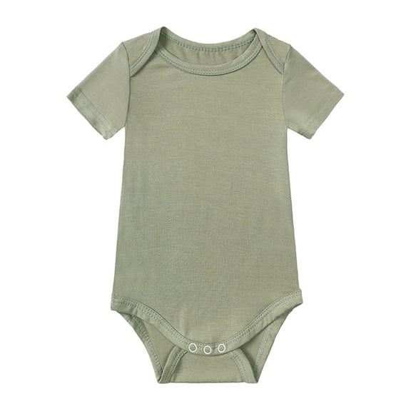 Baby Boys' Bodysuits Solid Print Crew Neck Short Sleeve Jumpsuit Romper for Everyday Baby Boy Romper Army Green 6 Months-12 Months