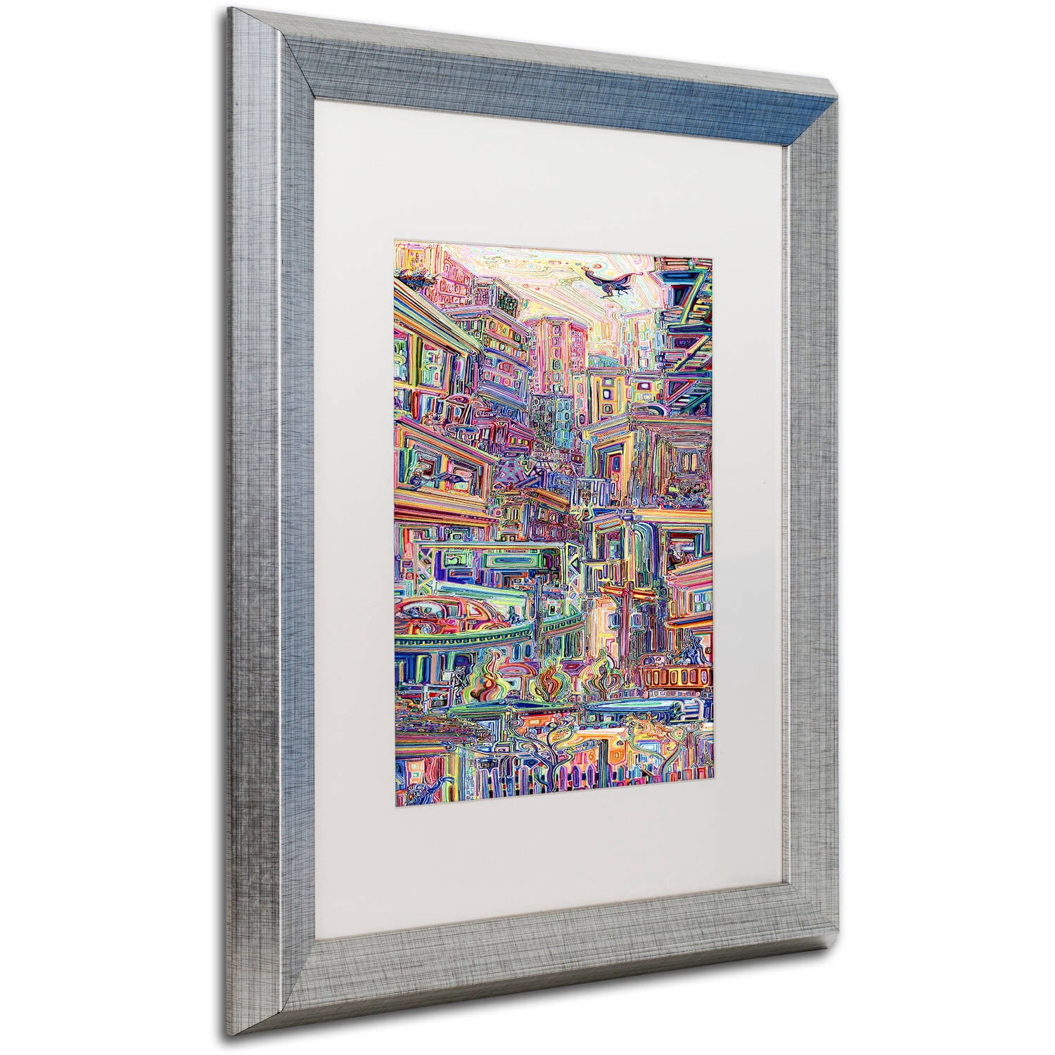 Trademark Fine Art "Homes" Canvas Art by Josh Byer, White Matte, Silver Frame