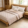 thumbnail image 4 of Tuvgenk Brown Quilts Twin Polyester Blanket Lightweight Cooling Travel Summer Machine Washable Cover Blanket for Beds, 4 of 6