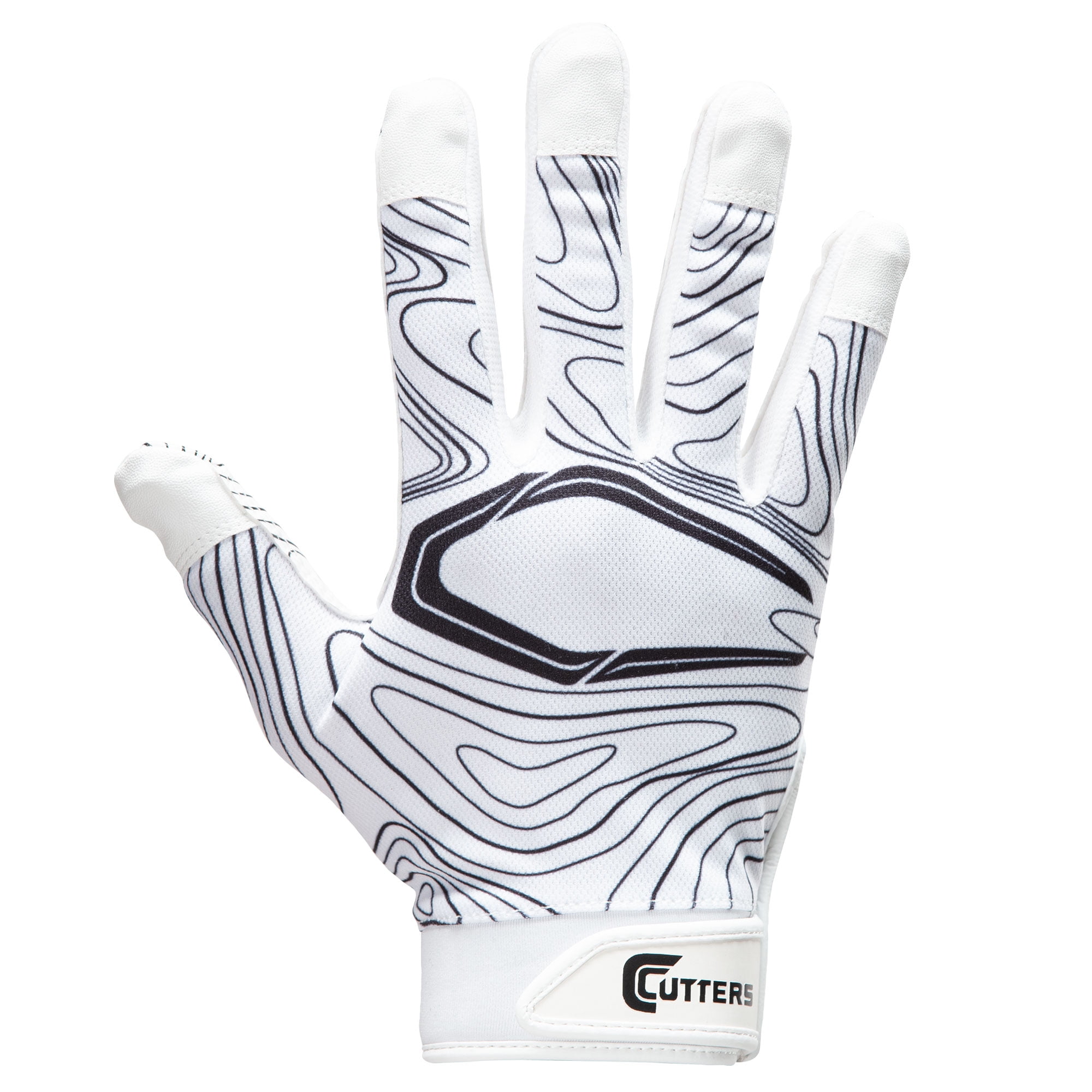 Cutters REV 3.0 Receiver Gloves White Gray Palm Print Ultimate Grip Adult Youth 