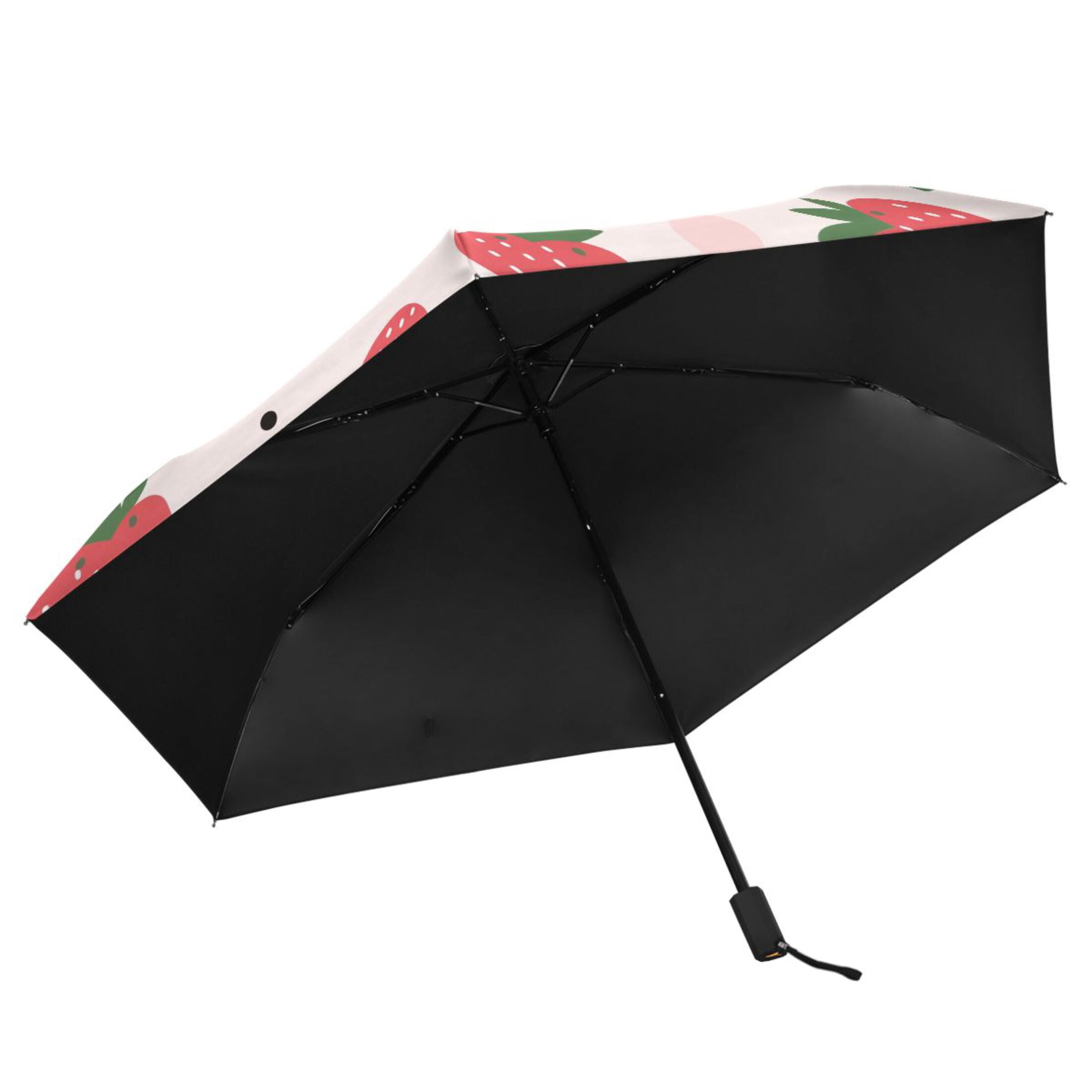 Cartoon Strawberry Compact Sun Umbrella Windproof Travel Umbrellas for Rain Strong Portable UV Protection