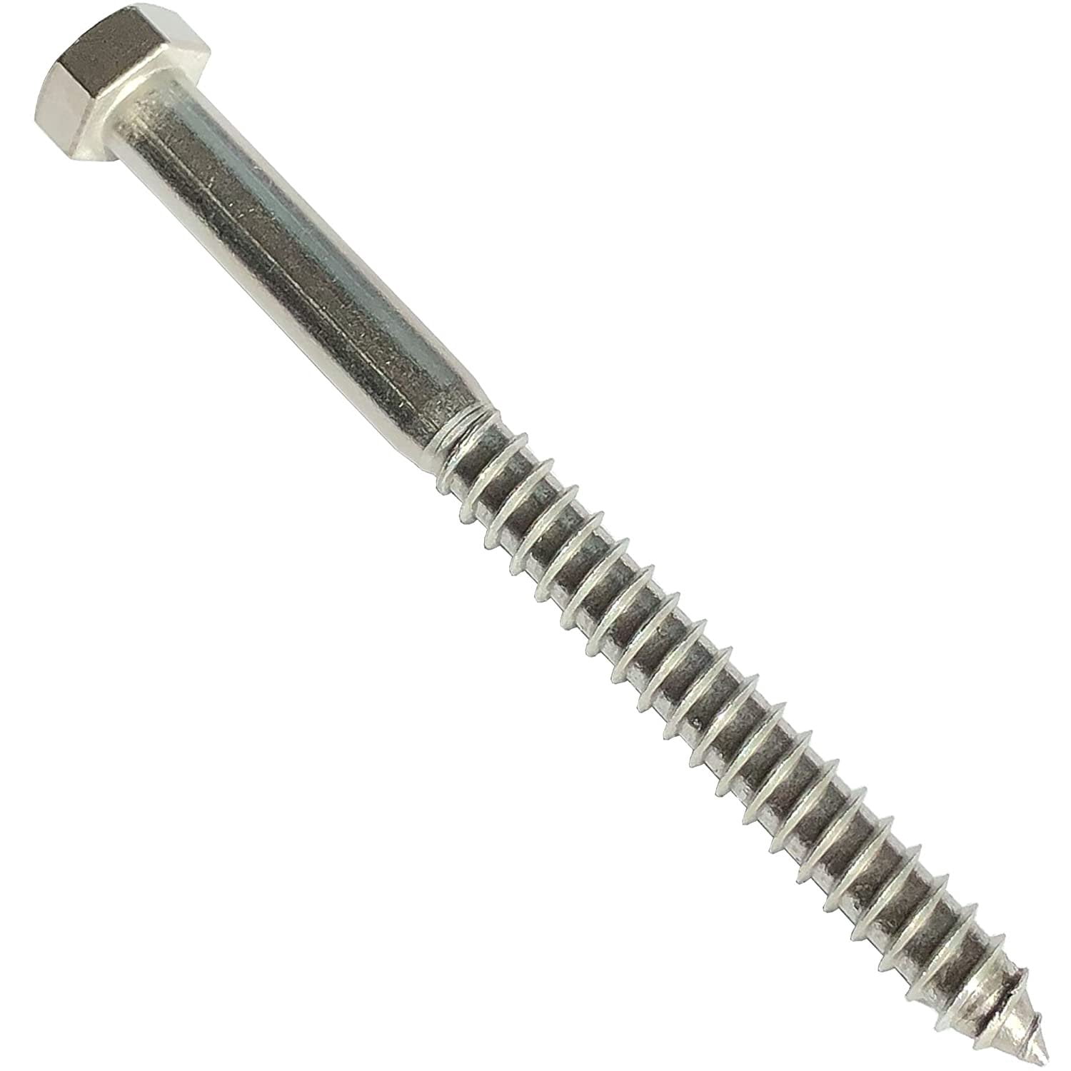 1/2" X 6" - 304 Grade Stainless Steel lag screws, Hex head fasteners, stainless steel screw. Use as Construction, wood, metal, lag screw or mounting screws fasteners lag bolts. Heavy duty screws. 10