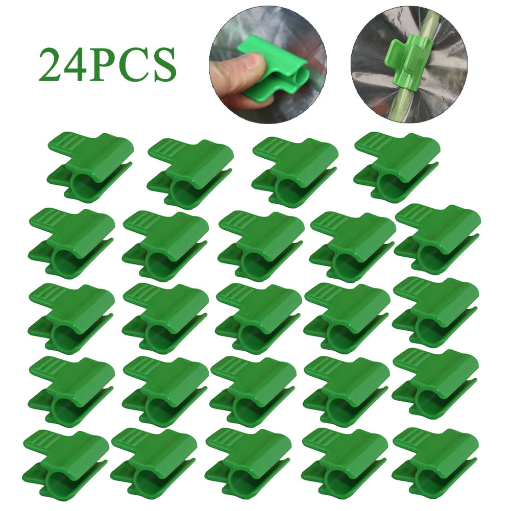 QCUTEP 30 Pcs Plastic Pipe Clamp Greenhouse Film Row Cover Netting Tunnel Hoop Clips for Outer Diameter 6mm Plant Stakes