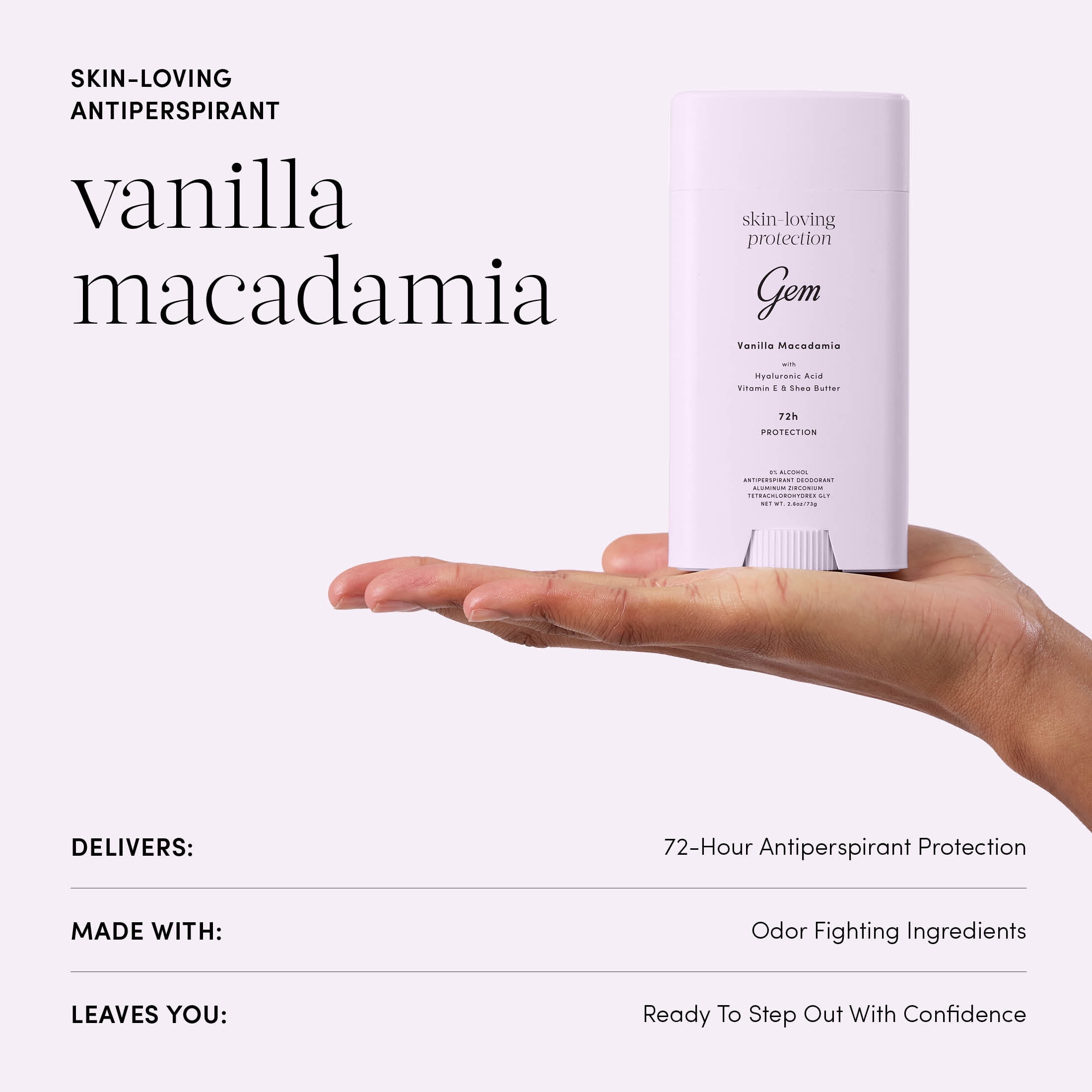 Gem Skin-Loving 72hour Protection Antiperspirant Deodorant Stick: Vanilla Macadamia 2.6 oz