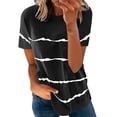 thumbnail image 3 of Women Short Sleeve T Shirt, Stripes Pattern Breathable Round Neck Summer Short Sleeve T Shirt Skin Friendly For Shopping ANGGREK Otros, 3 of 5