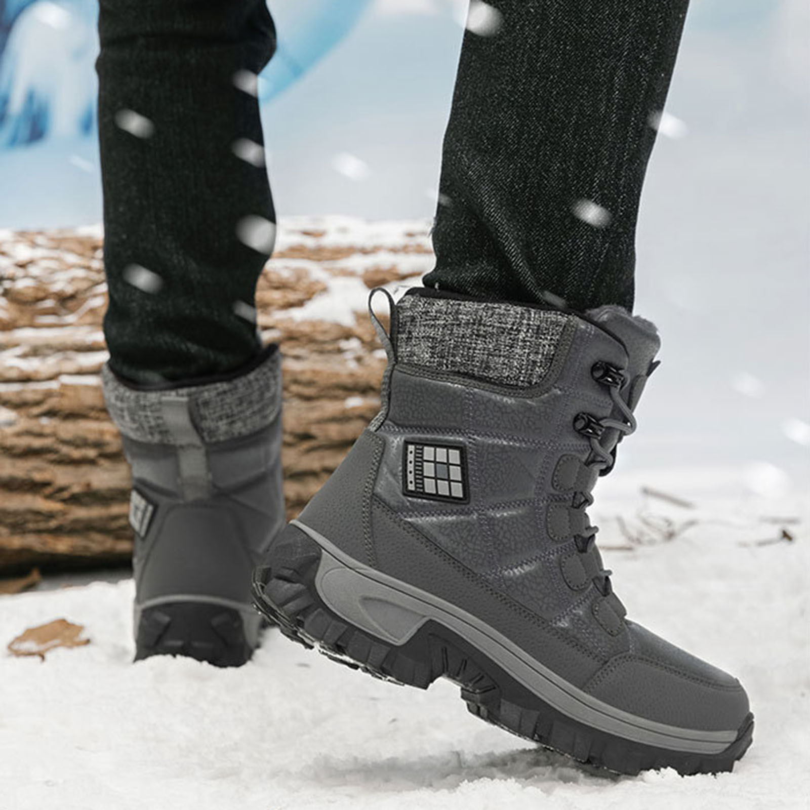 Bottes D'hiver Femme En Cuir Et Laine - Chaudes, Confortables, Talon Bloc 4 Cm, Style Décontracté - 2