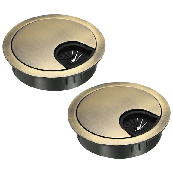 2 Pcs Desk Grommet 2.1 Inch,Zinc Alloy Round Desk Hole Cover,53mm,Light Bronze