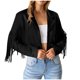 thumbnail image 2 of ICHUANYI Clearance Women's Solid Color Fashion Jacket Leather Coat Deerskin Velvet Temperament Neck Tassel Short Coat(Black, M) ICHUANYI WER2023081513293, 2 of 8