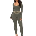 thumbnail image 1 of Mialoley Women's Spring Autumn Long Jumpsuit Solid Color Long Sleeve U Neck Slim Bodysuit, 1 of 8
