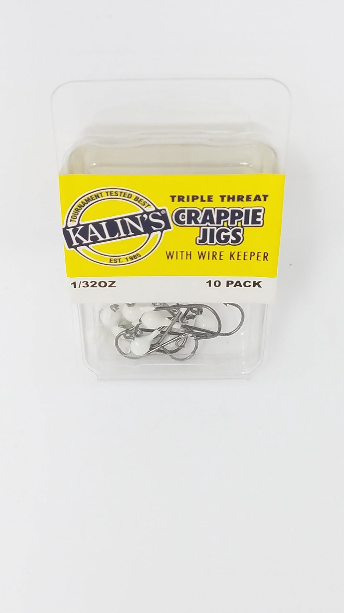 Kalins Freshwater Triple Threat Soft Plastic Fishing Jighead, 1/32 oz White, 10ct, Lake
