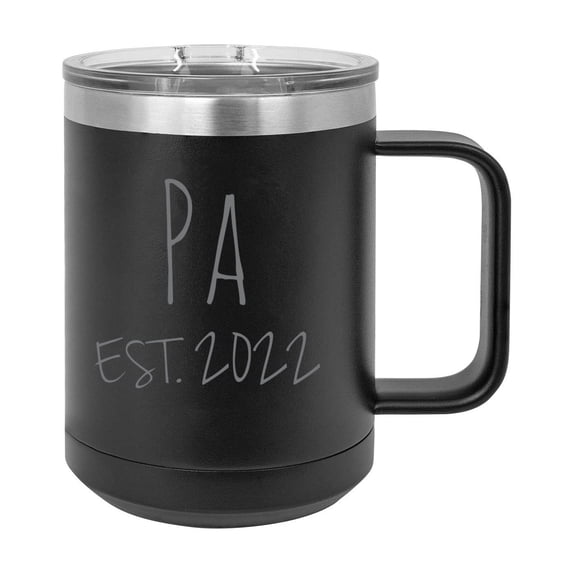 Pa Est. 2022 Established Stainless Steel Vacuum Insulated 15 Oz Engraved Double-Walled Travel Coffee Mug with Slider Lid