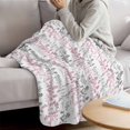 thumbnail image 3 of Pink Grey Botanical Blanket Soft Cozy Warm Twin Blanket for Bed, Plush Fuzzy Flannel Fleece Blankets for Sofa, Spring Floral Summer Farmhouse Throw Blankets for Couch, Gifts for Men, 60"x80", 3 of 9
