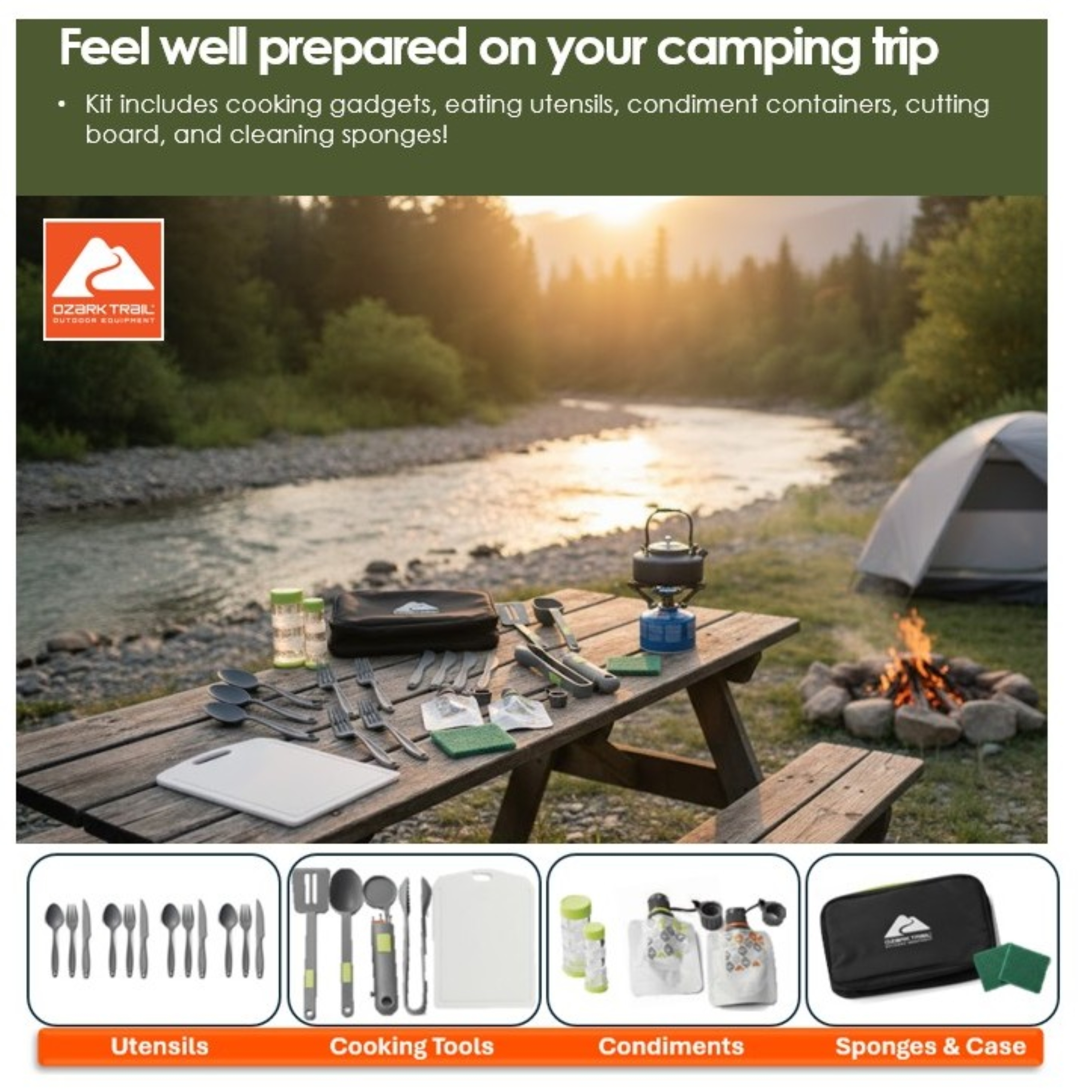 Set de Cocina de Camping de Plástico de 24 Piezas con Bolsa de Viaje 3