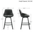 thumbnail image 4 of Zesthouse 25.6" Swivel Counter Height Bar Stools Set of 2, Modern Counter Height Chairs with Backs and Metal Legs, Upholstered Faux Leather Barstools for Kitchen Island, Dark Gray, 4 of 10