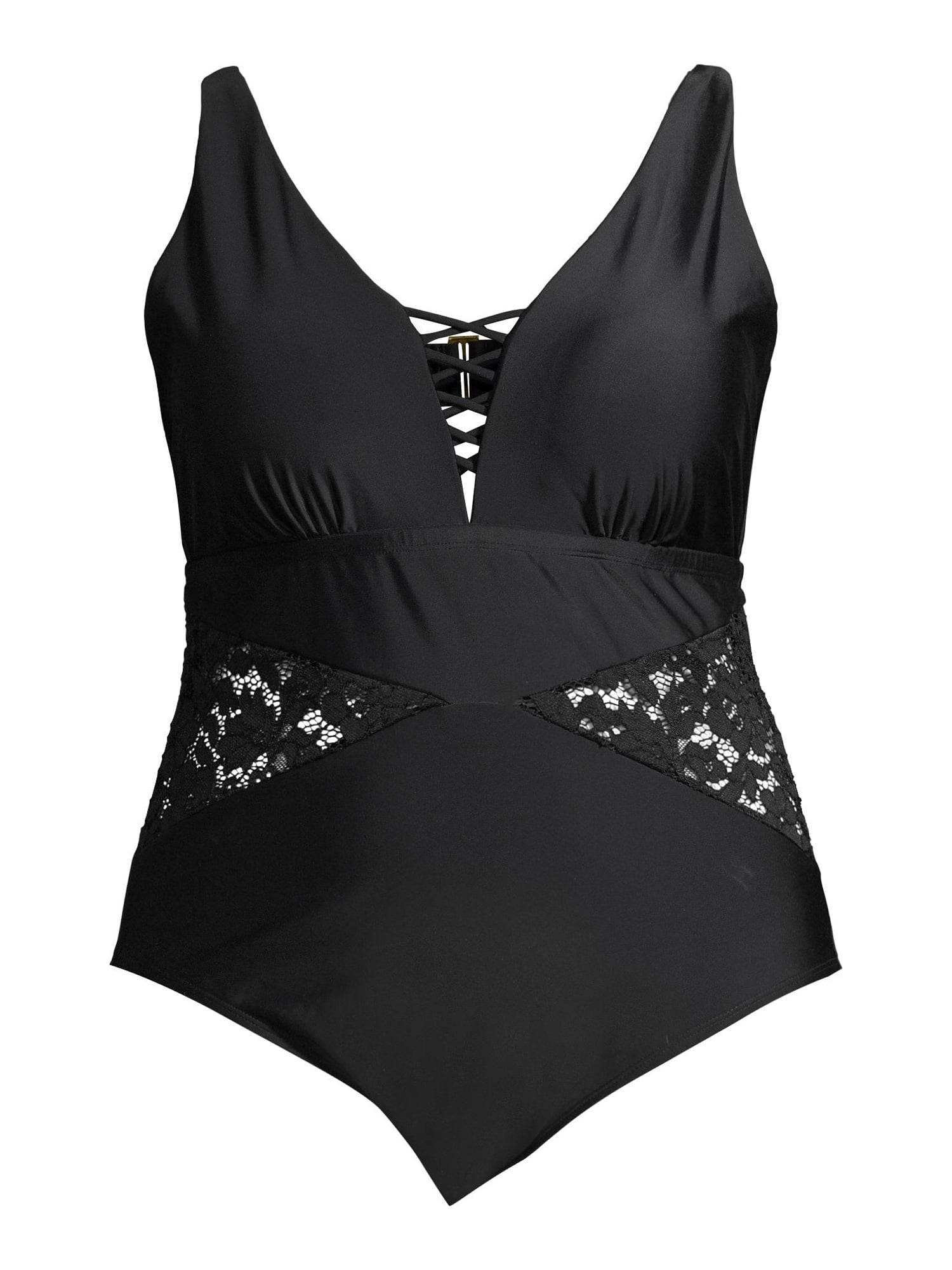Terra & Sky Women's Plus Size Palm Crochet Lace Cutout Solid