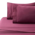 thumbnail image 3 of Marina Decoration Ultra Soft Silky Deep Pocket Solid Rayon from Bamboo Bedding All Season Sheet Set, Burgundy Color, 3 of 7
