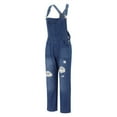 thumbnail image 6 of Yubnlvae Women's Distressed Denim Overalls Jumpsuit Clearance! Denim Jumpsuit for Women Dark Blue L, 6 of 9