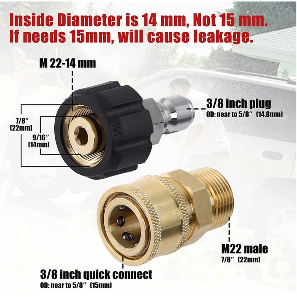 High pressure cleaning machine brass conversion connector M22-14 adapter 3/8 quick connect thread water gun interface