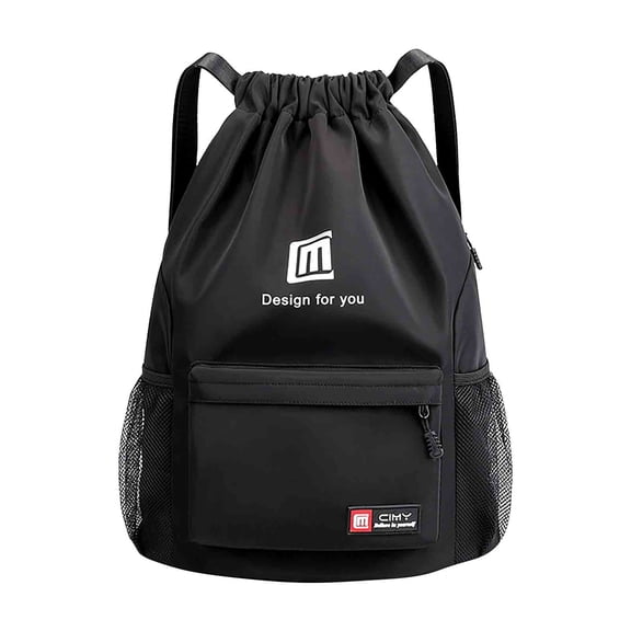 Waterproof Drawstring Gym Backpack Bag for Men & Women, Sport Gym Sack Mini Travel Daypack(Black)