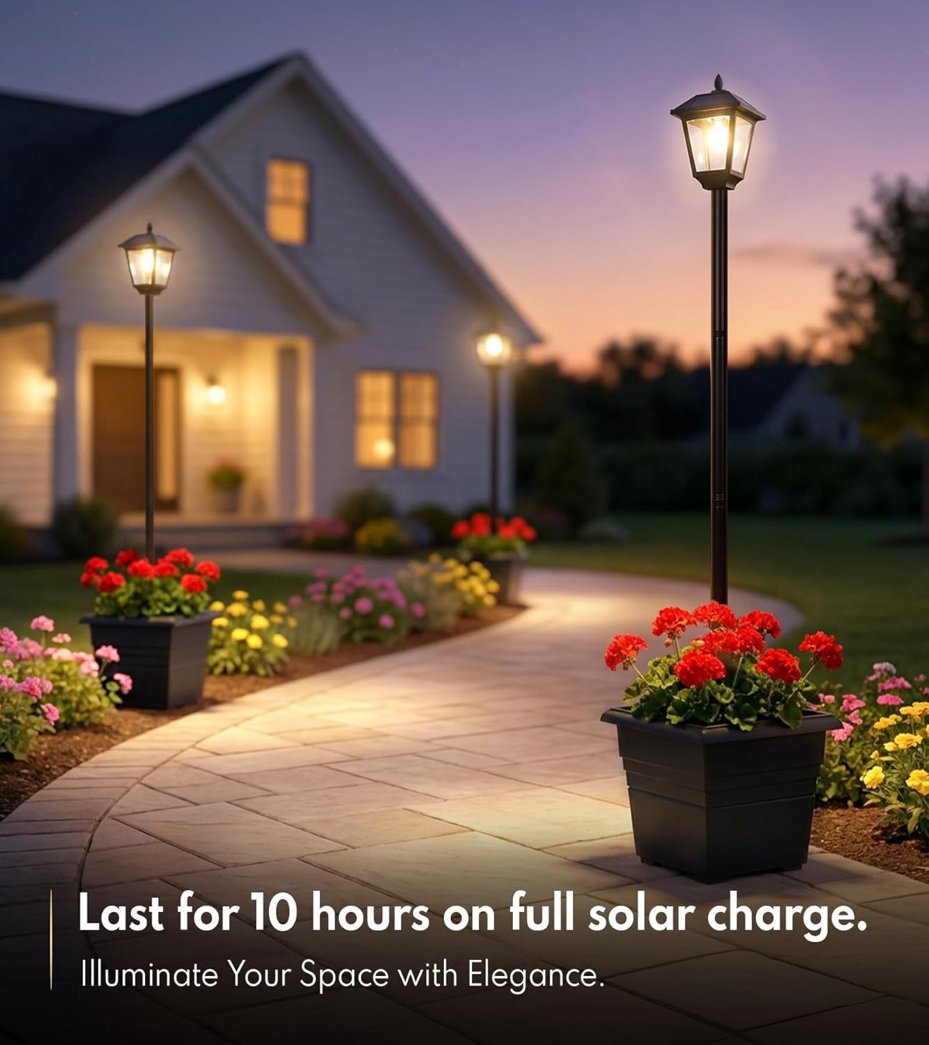 72" Solar Lamp Post with Planter, Waterproof Solar Outdoor Light for Backyard, Garden & Patio, Outdoor Post Light for Pathway, Driveway, Yard & Front Yard Decor